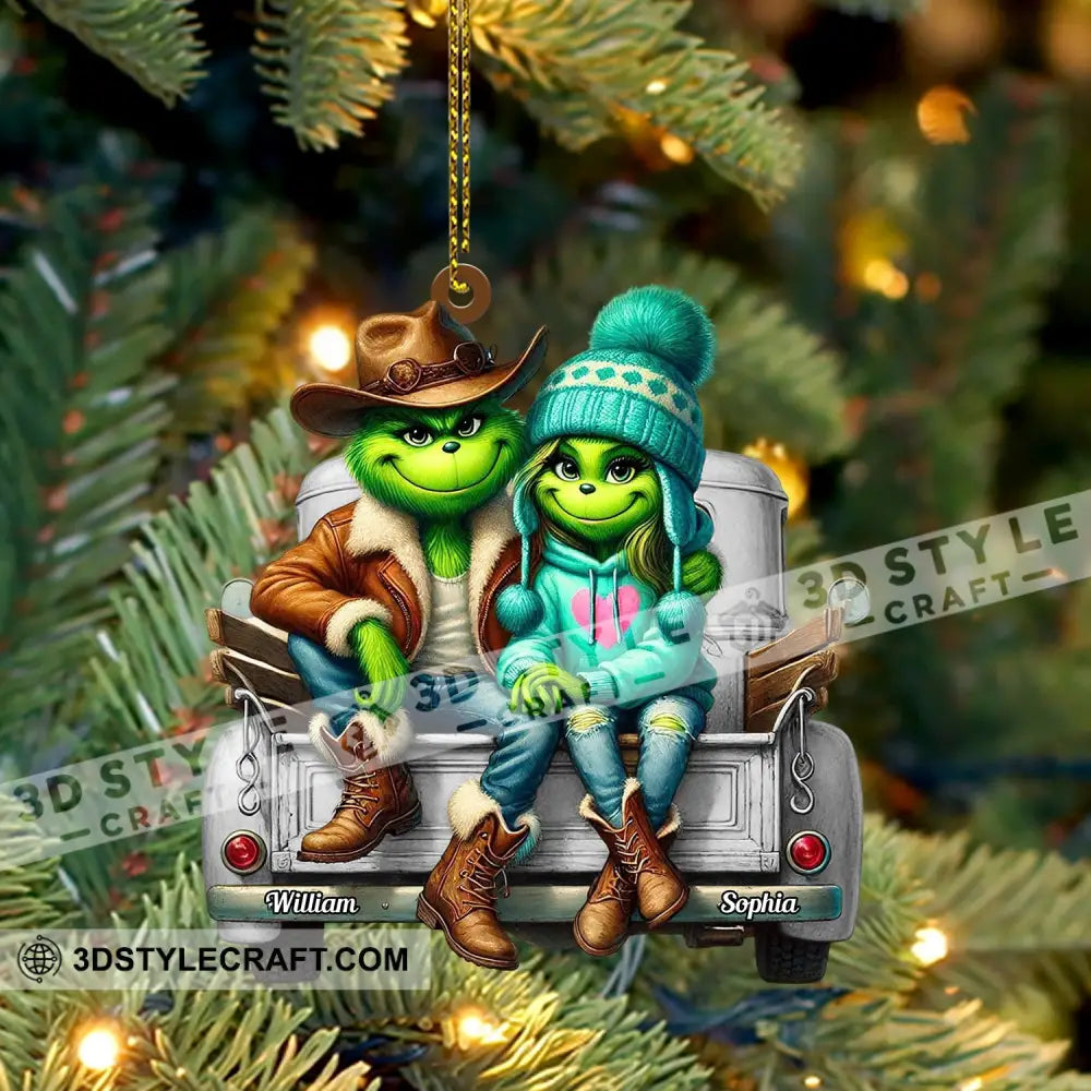 Elf Couple On Car Home Decor Christmas Ornament Personalized