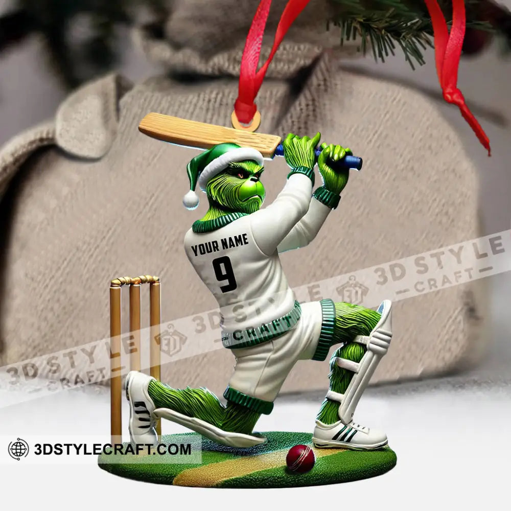 Elf Cricket Ball Christmas Ornament Personalized