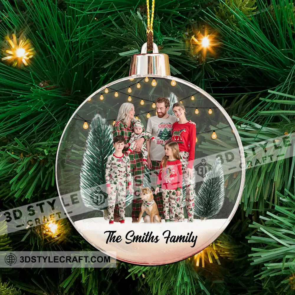 Family Merrychristmas - Custom Photo And Name Personalized Acrylic Ornament Gift For Christmas