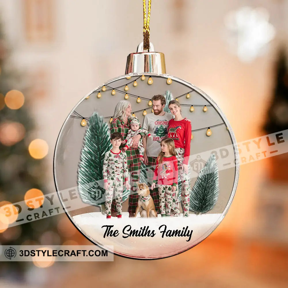 Family Merrychristmas - Custom Photo And Name Personalized Acrylic Ornament Gift For Christmas