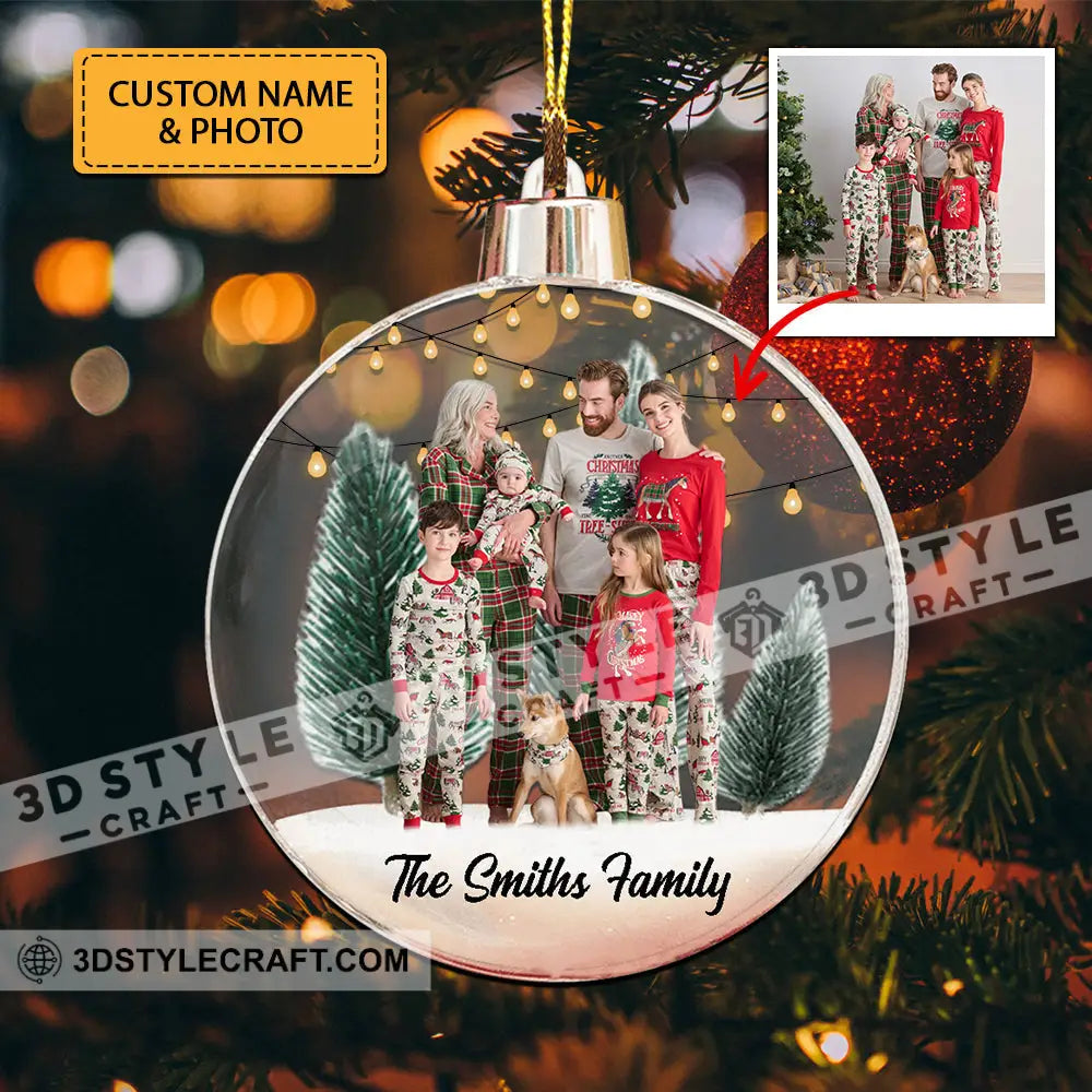 Family Merrychristmas - Custom Photo And Name Personalized Acrylic Ornament Gift For Christmas