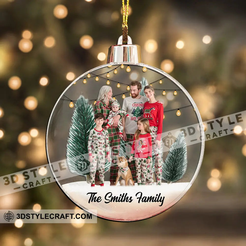 Family Merrychristmas - Custom Photo And Name Personalized Acrylic Ornament Gift For Christmas