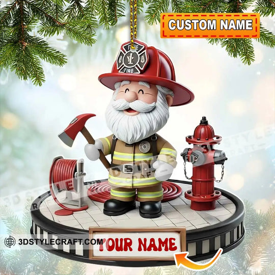 Fireman Santa Home Decor, Christmas Ornament, Personalized Ornament style option 1