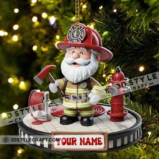 Fireman Santa Home Decor, Christmas Ornament, Personalized Ornament style option 3