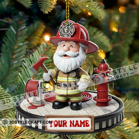 Fireman Santa Home Decor, Christmas Ornament, Personalized Ornament style option 4