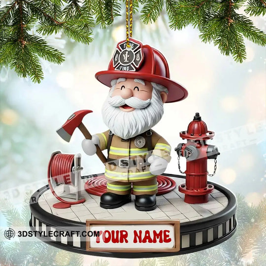 Fireman Santa Home Decor, Christmas Ornament, Personalized Ornament style option 2
