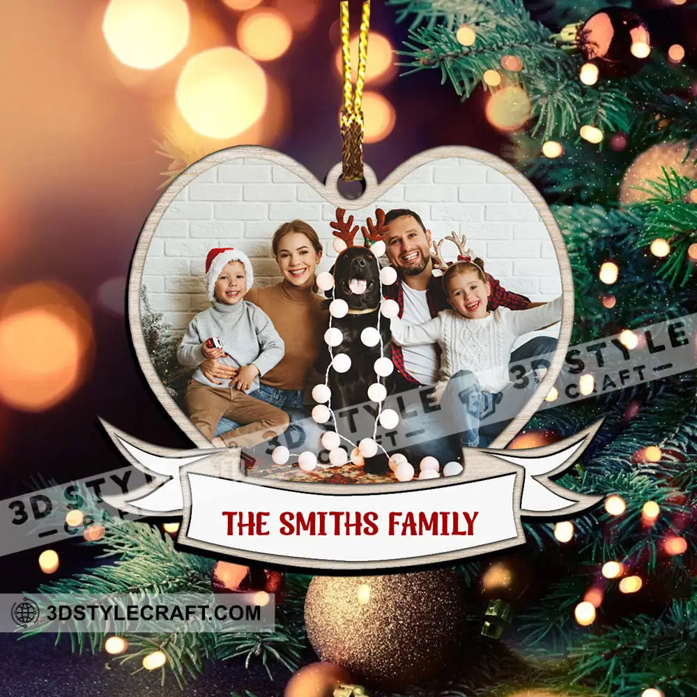 First Christmas Family Heart - Custom Photo And Names Personalized Acrylic Ornament Gift For