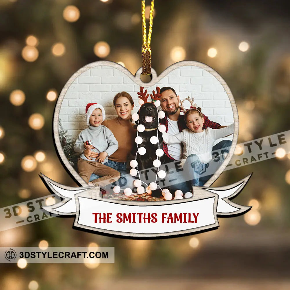 First Christmas Family Heart - Custom Photo And Names Personalized Acrylic Ornament Gift For