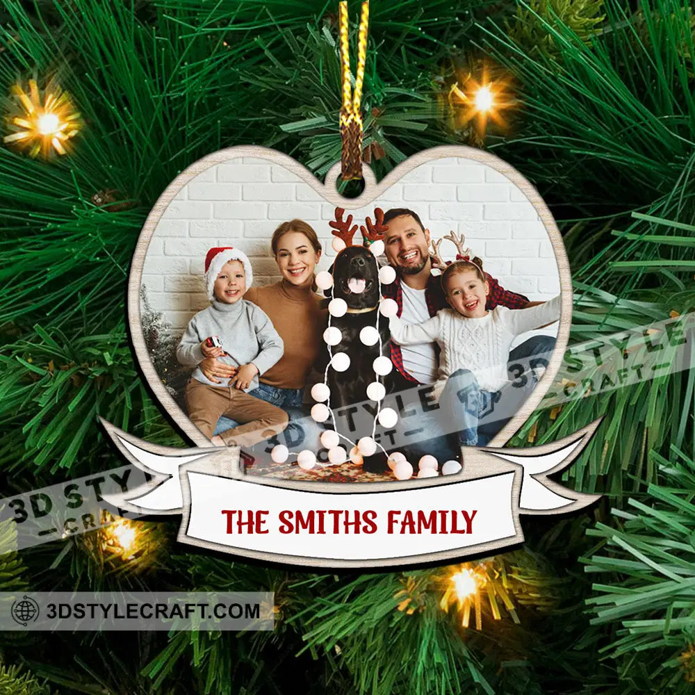 First Christmas Family Heart - Custom Photo And Names Personalized Acrylic Ornament Gift For