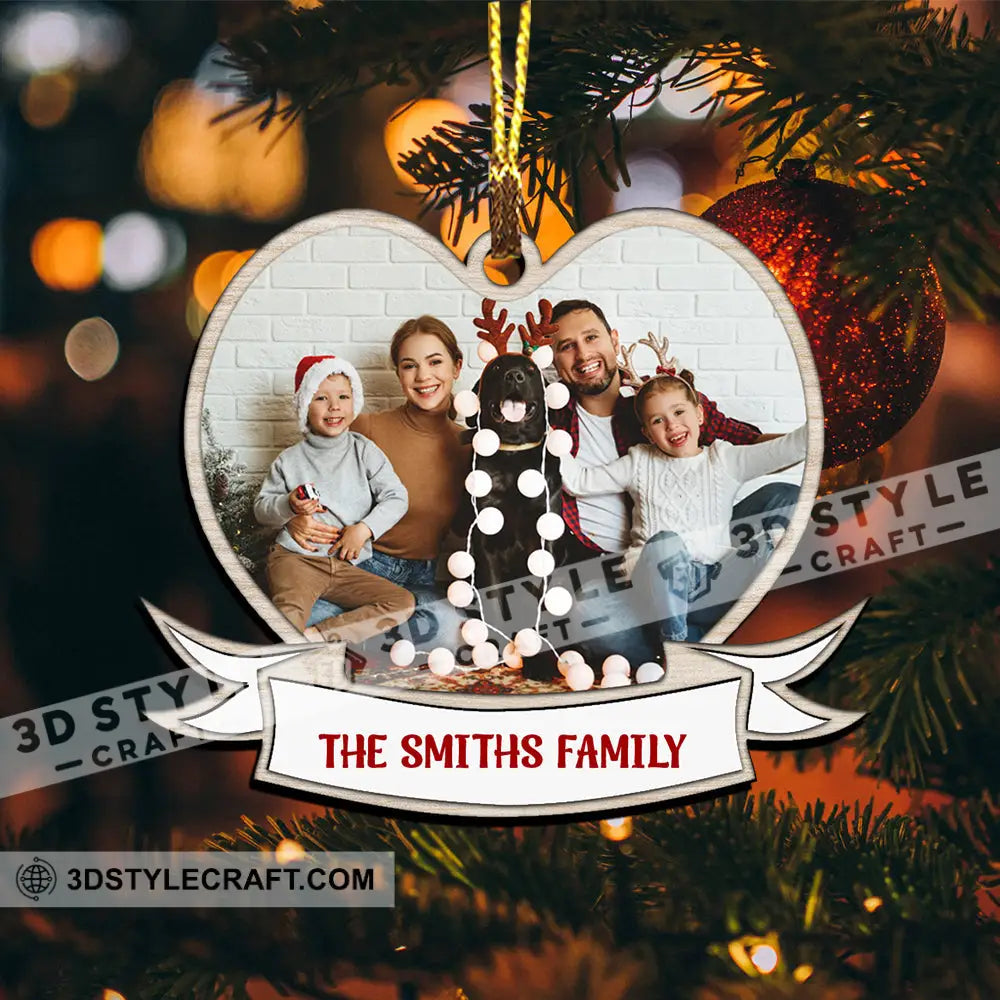 First Christmas Family Heart - Custom Photo And Names Personalized Acrylic Ornament Gift For