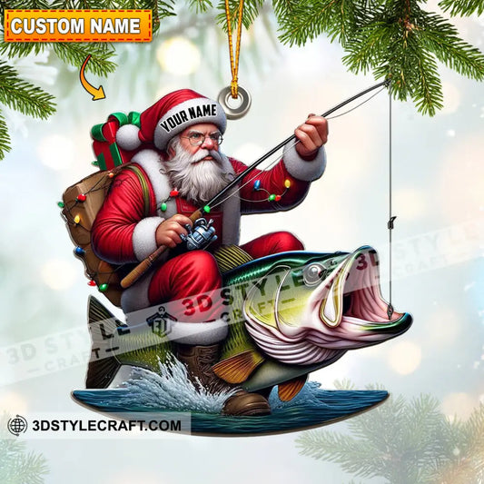 Fishing Santa Christmas Ornament Personalized 3.54’’ / 1