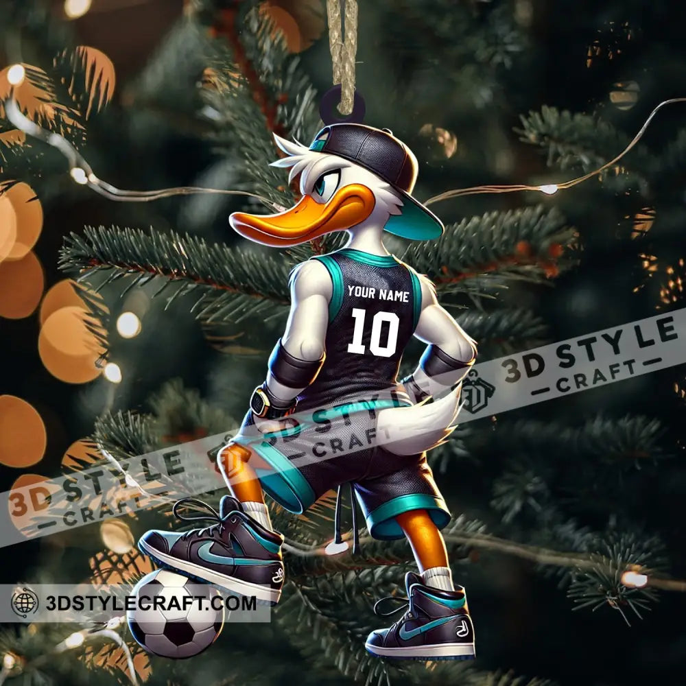 Football Duck Christmas Ornament Personalized