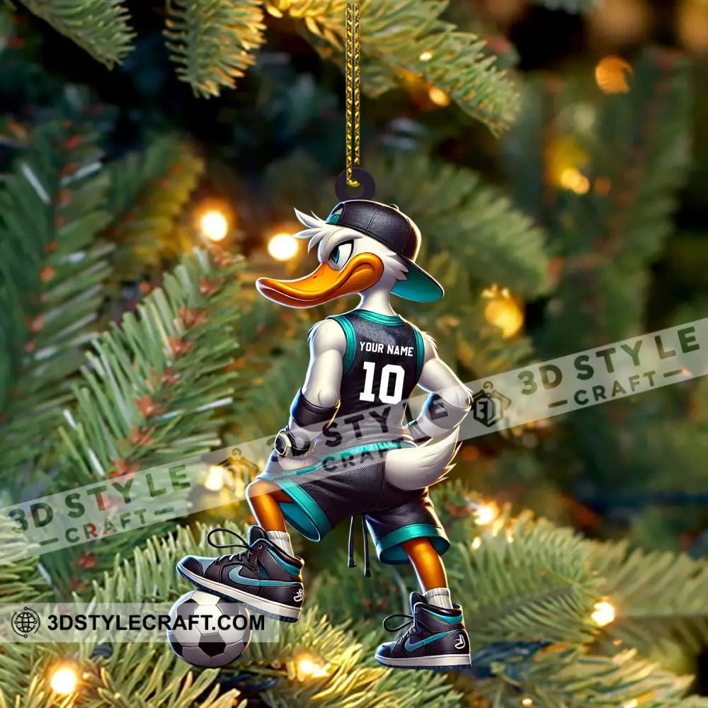 Football Duck Christmas Ornament Personalized