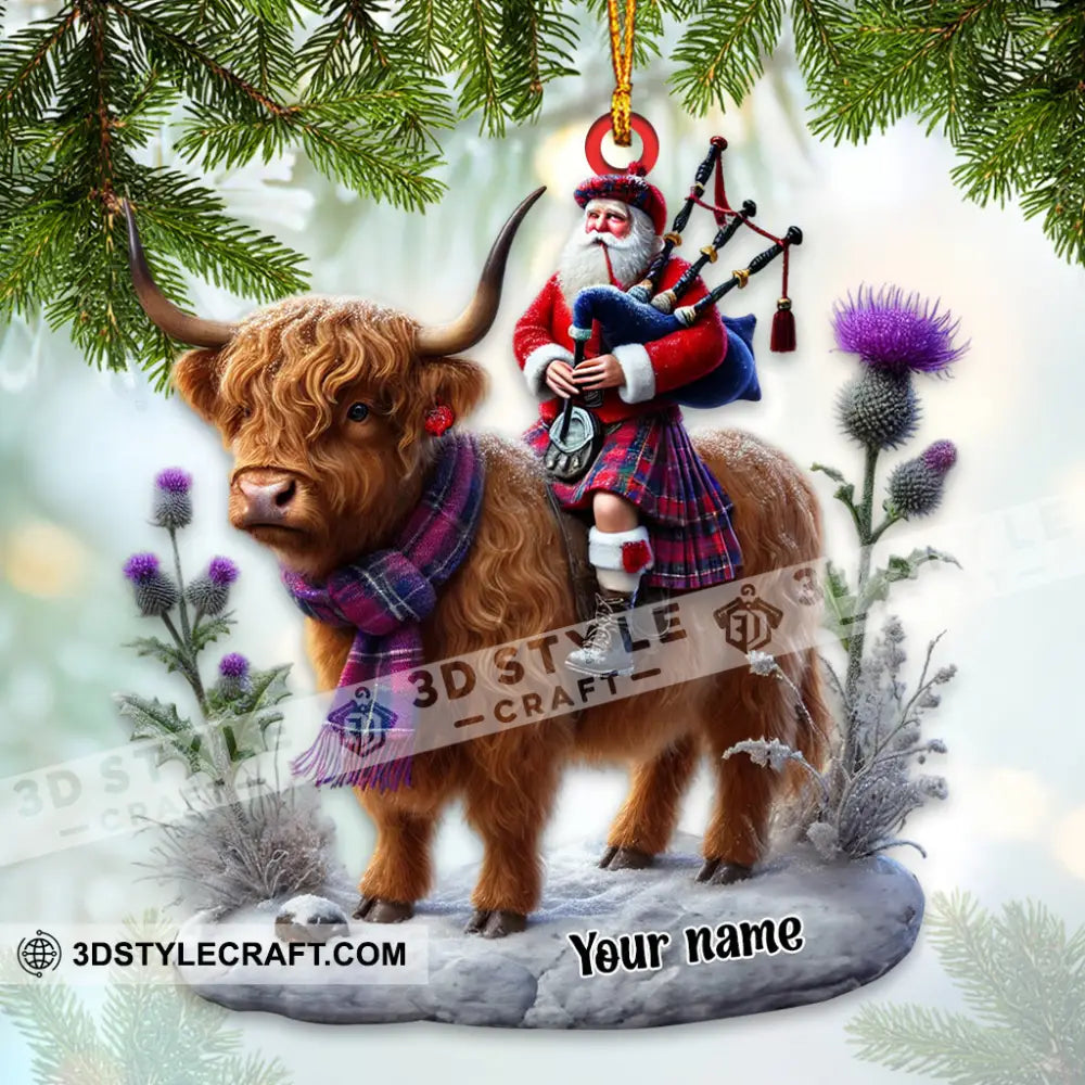 Funny Highland Cow Christmas Ornament Personalized