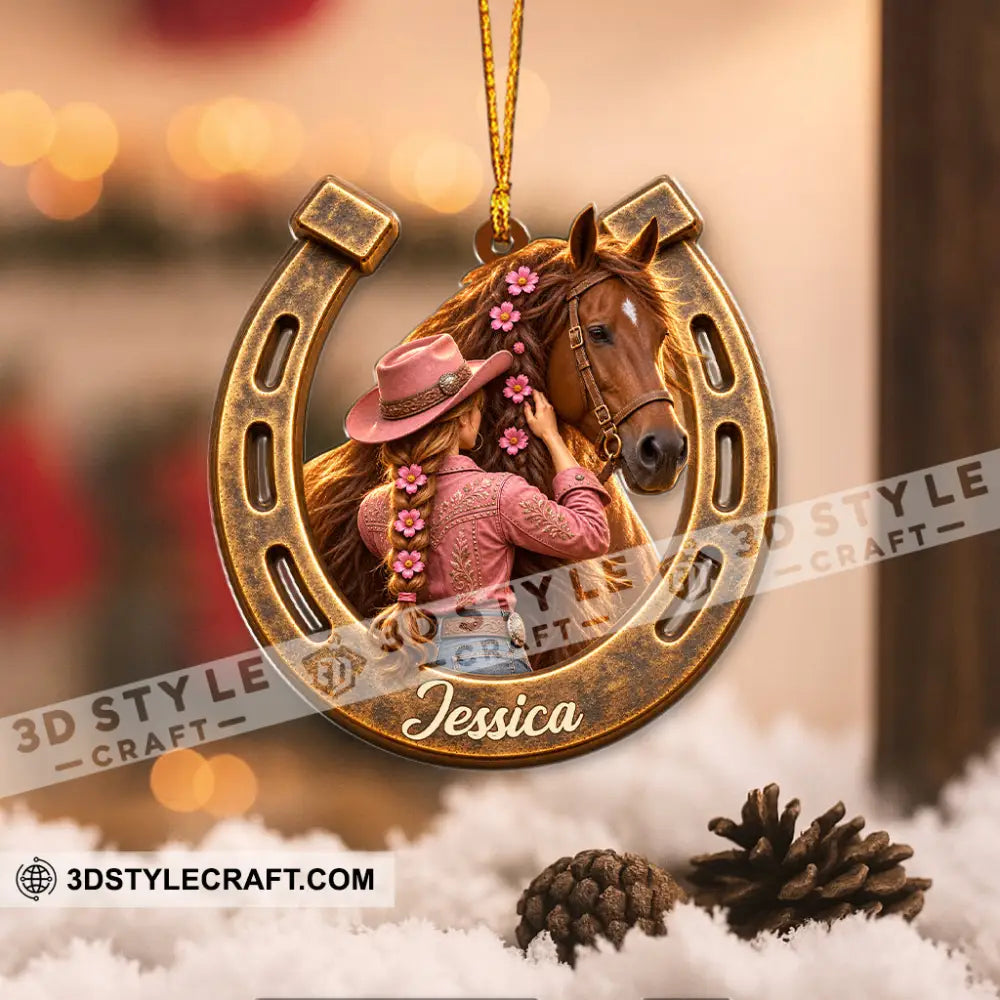 Girl Loves Horse Home Decor Christmas Ornament Personalized Ornament - Ornament