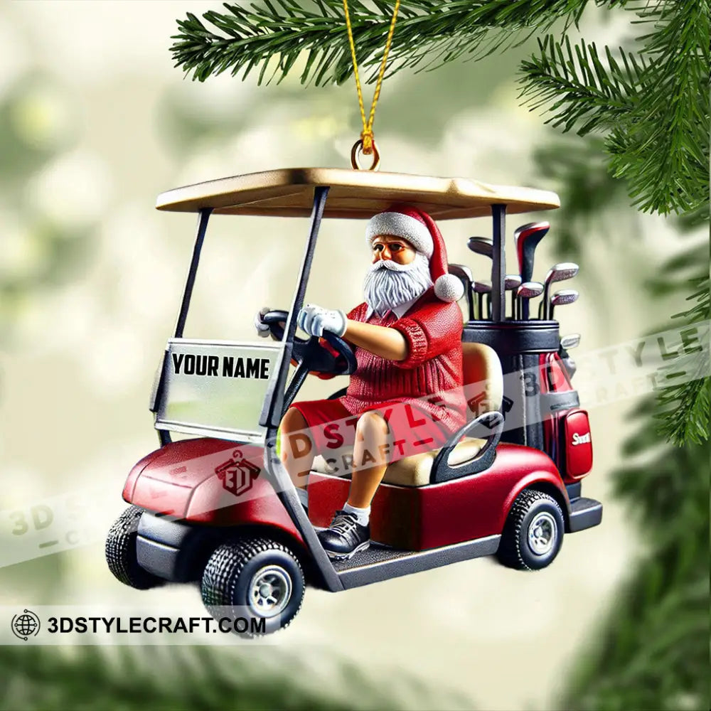 Golf Cart Santa Christmas Ornament Personalized