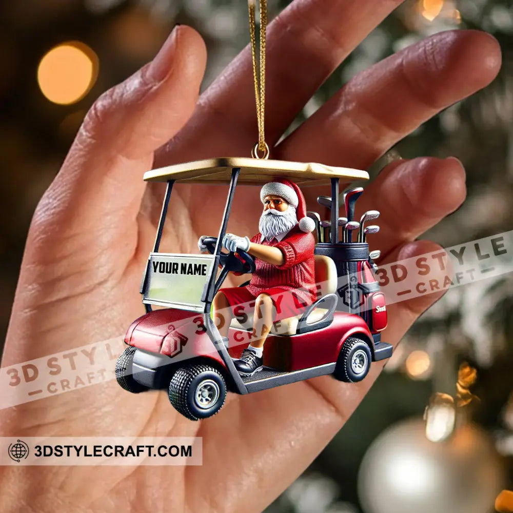 Golf Cart Santa Christmas Ornament Personalized