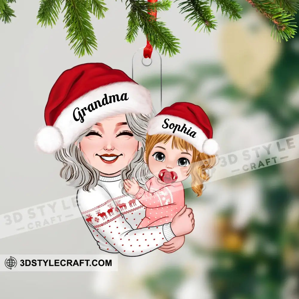 Grandma Carried The Kid Christmas Decor - Personalized Acrylic Ornament Gift For Family