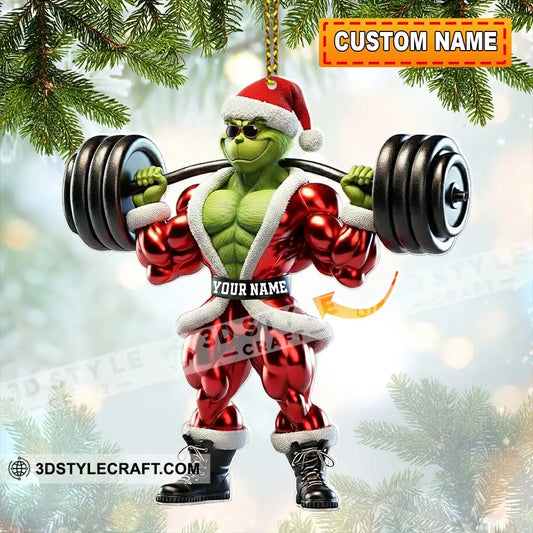 Grinch Weightlifting Christmas Home Decor Christmas Ornament Personalized Ornament 3.54’’ / 1 Ornament Ornament