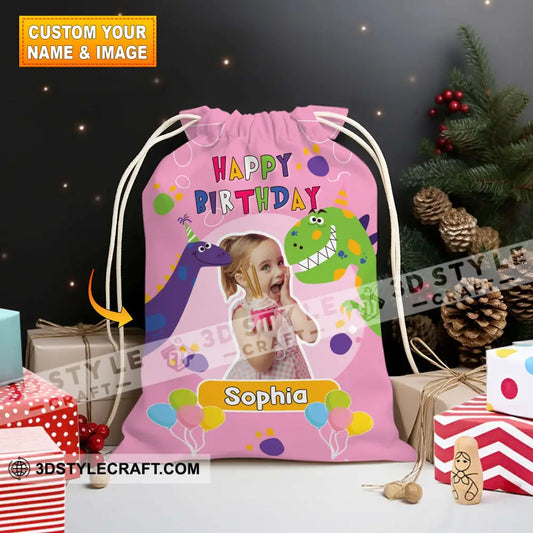 Happy Birthday Dinosaur String Bag Personalized Christmas 13X15 In - 33X39 Cm