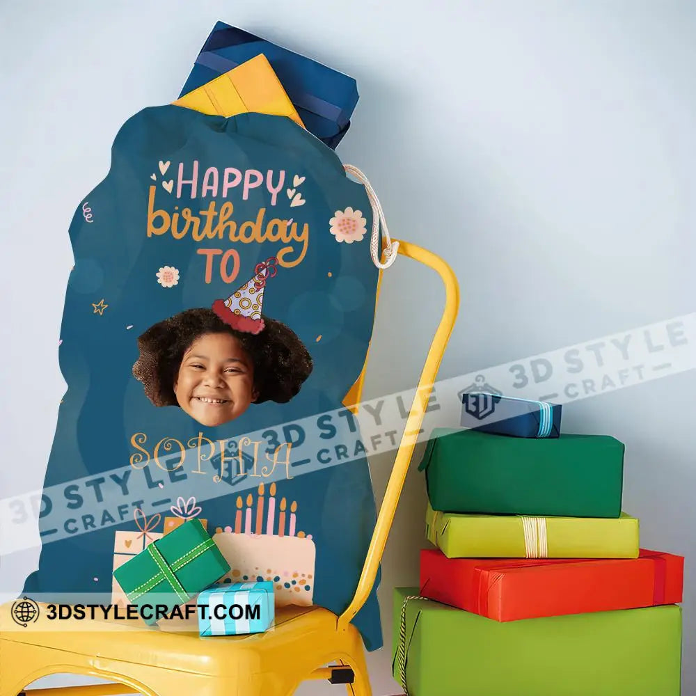 Happy Birthday Gift Custom Photo And Text Personalized String Bag