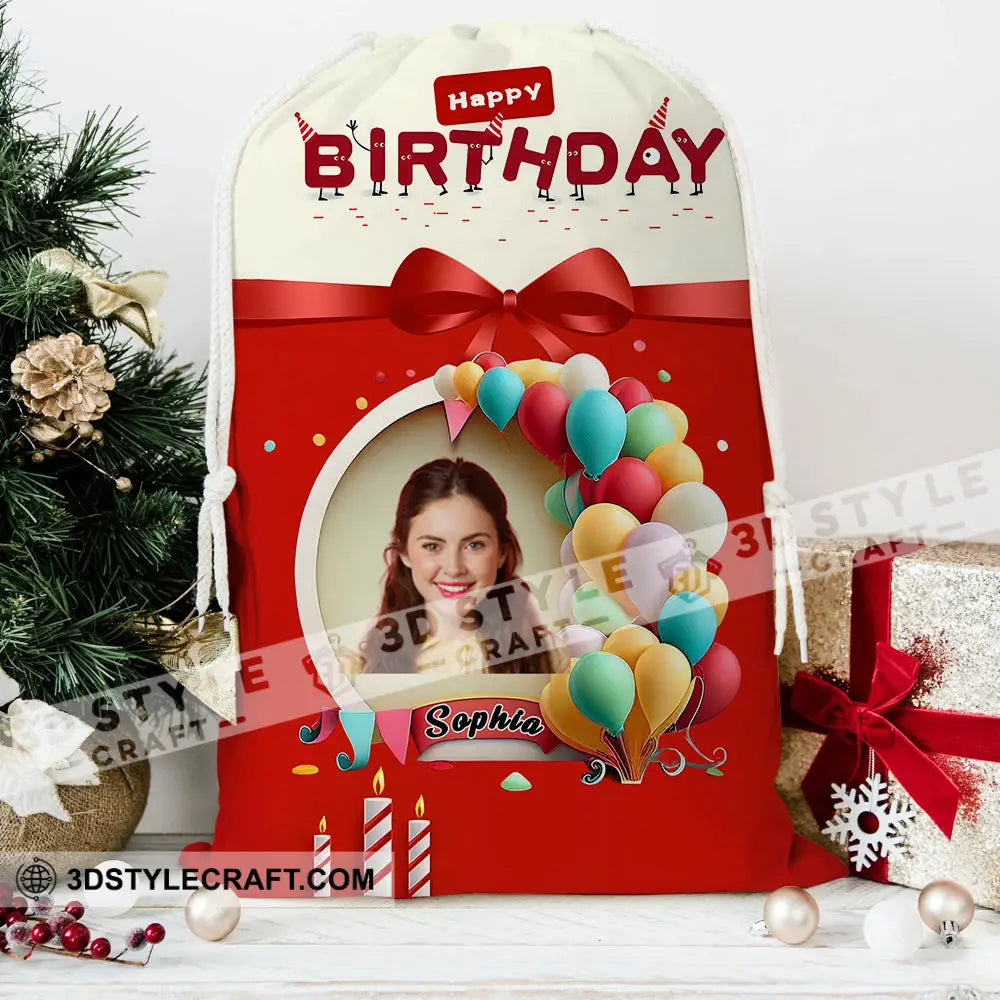 Happy Birthday Red Box String Bag Personalized Christmas