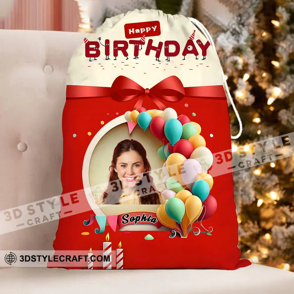 Happy Birthday Red Box String Bag Personalized Christmas