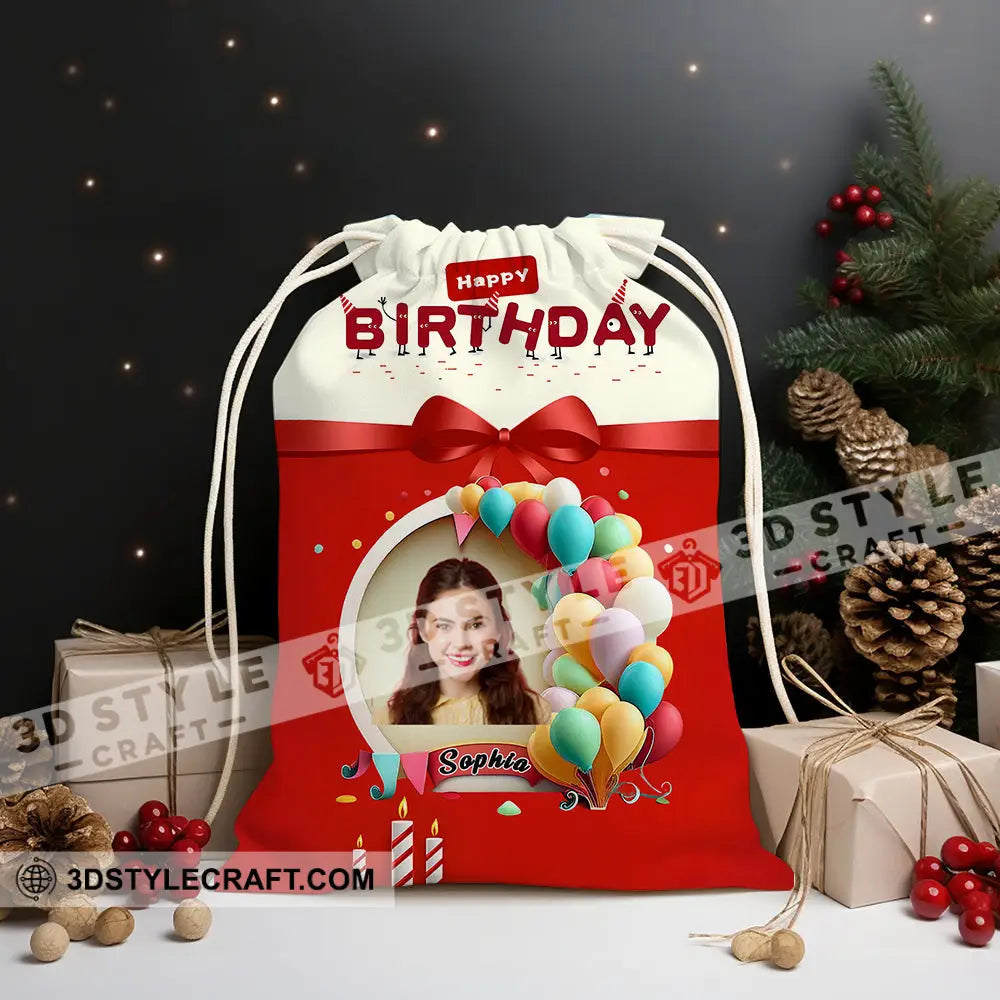 Happy Birthday Red Box String Bag Personalized Christmas