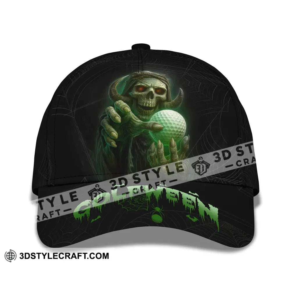 Hello Darkness Skeleton Funny Skull Golf Golfween Halloween Golf Player Classic Cap CLASSIC CAP / UNIVERSAL FIT Cap