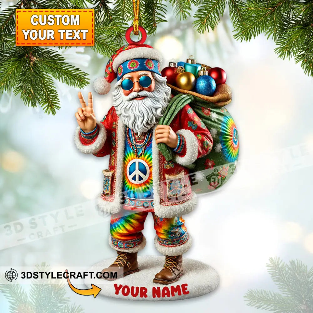 Hippie Santa Christmas Ornament Personalized 3.54’’ / 1