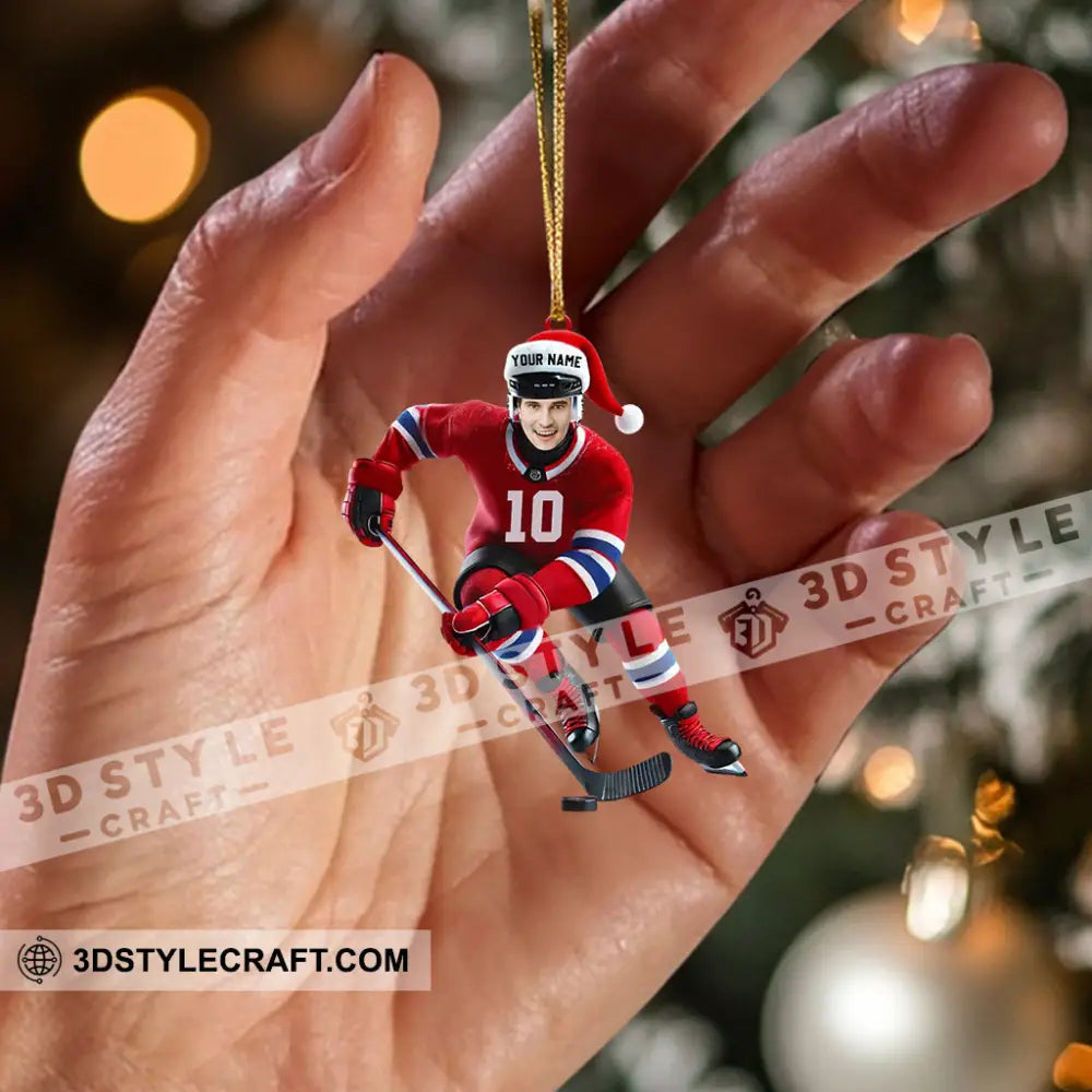 Hockey Christmas Home Decor Ornament Personalized