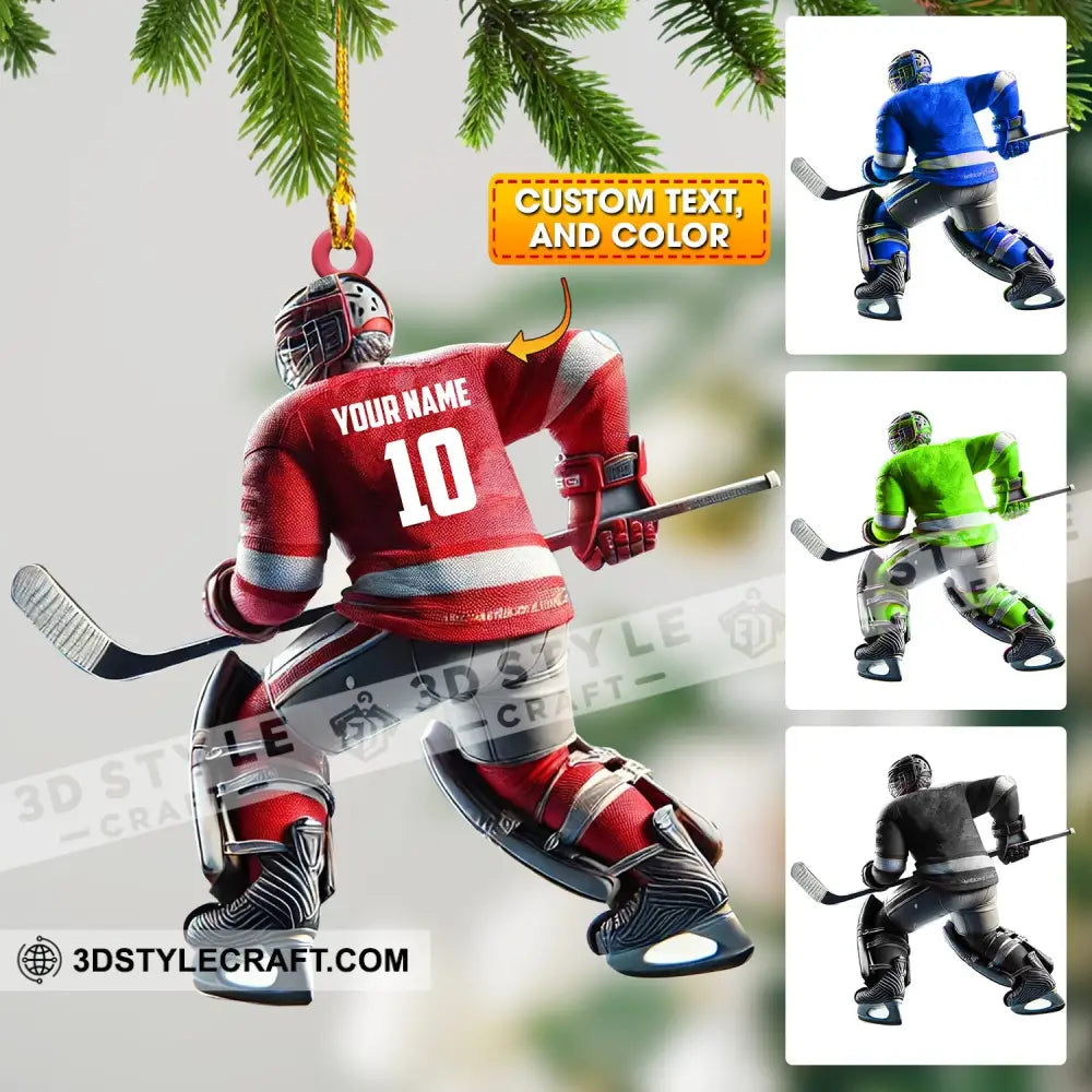 Hockey Player Christmas Ornament Personalized 3.54’’ / 1