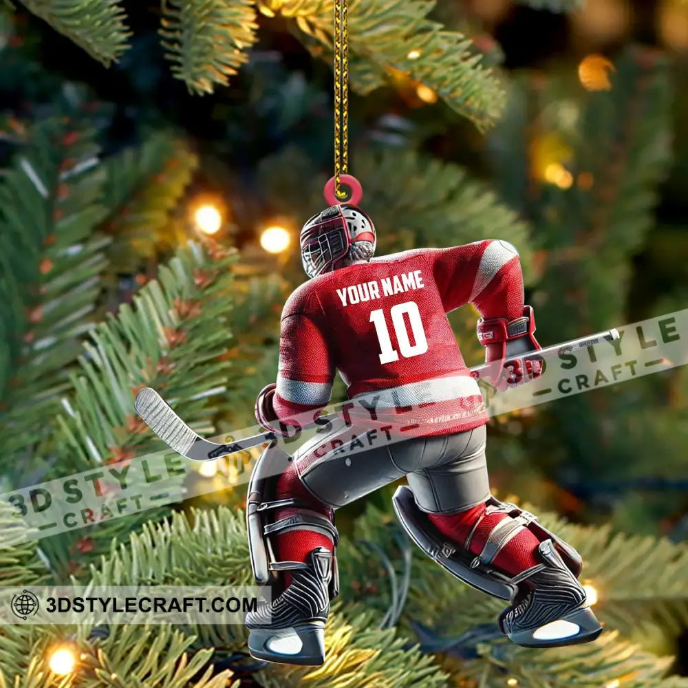 Hockey Player Christmas Ornament Personalized