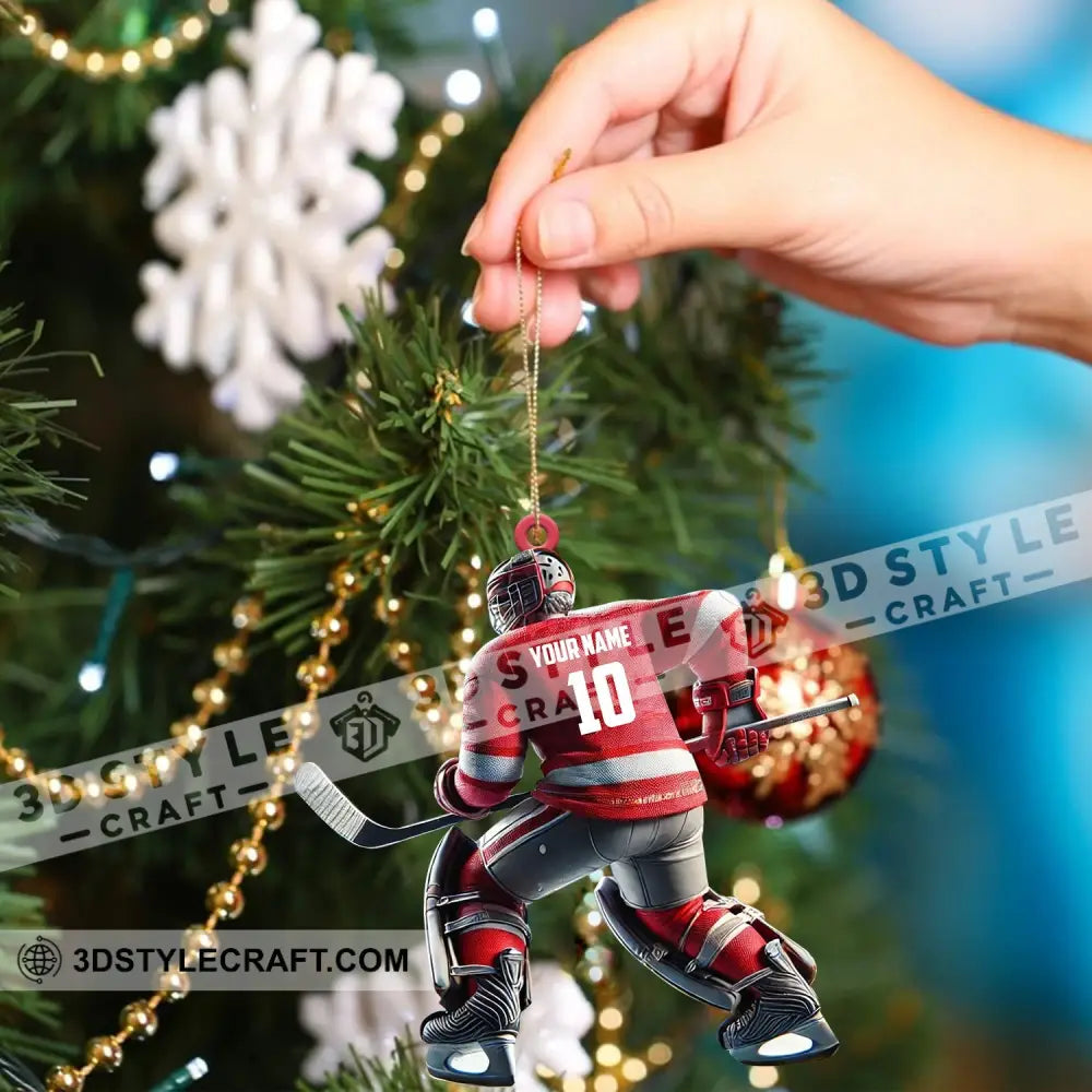 Hockey Player Christmas Ornament Personalized