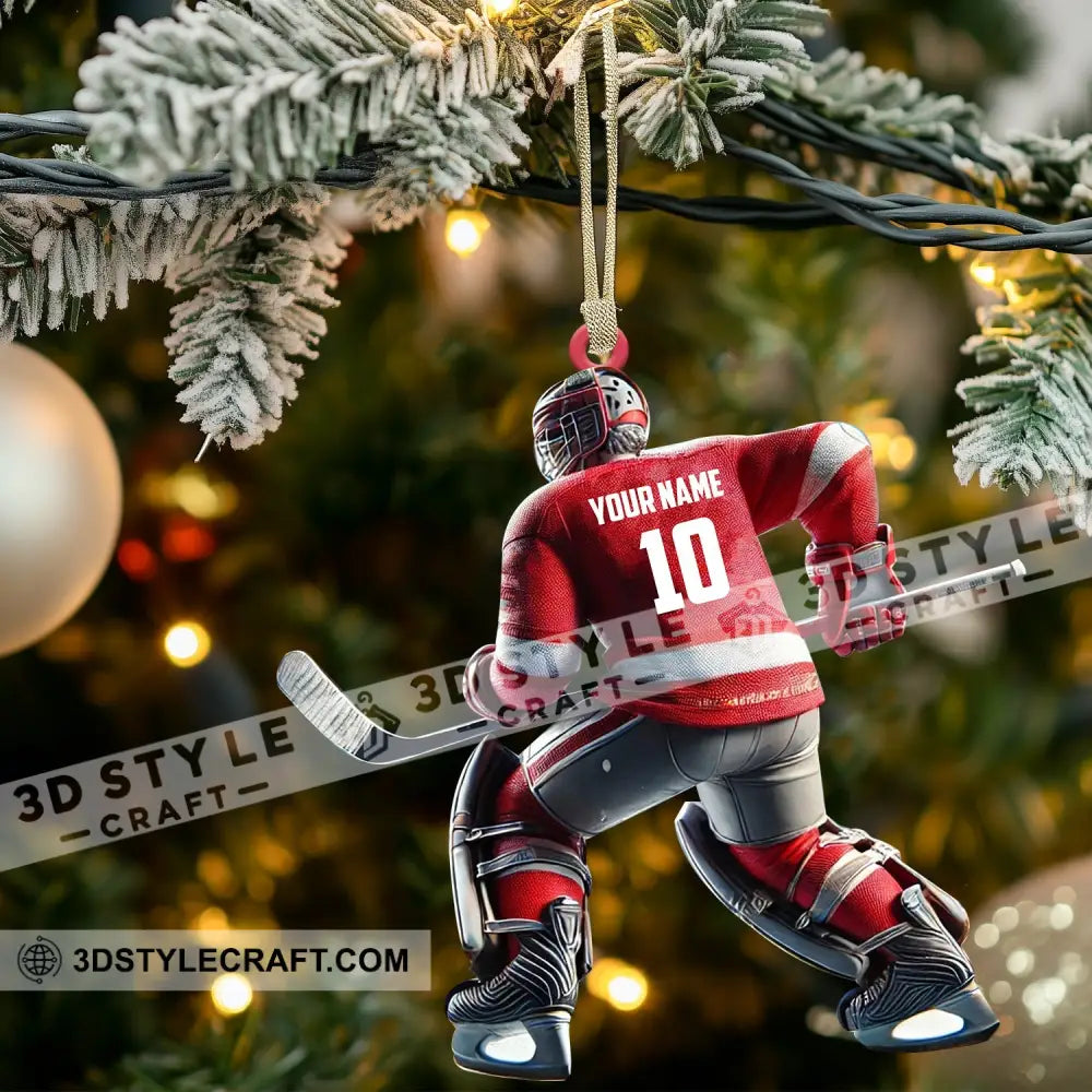 Hockey Player Christmas Ornament Personalized