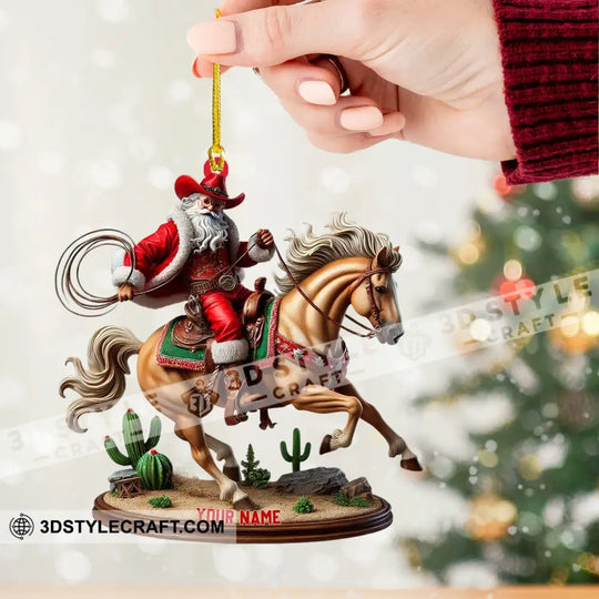 Horse Riding Santa, Home Decor, Christmas Ornament, Personalized Ornament style option 2