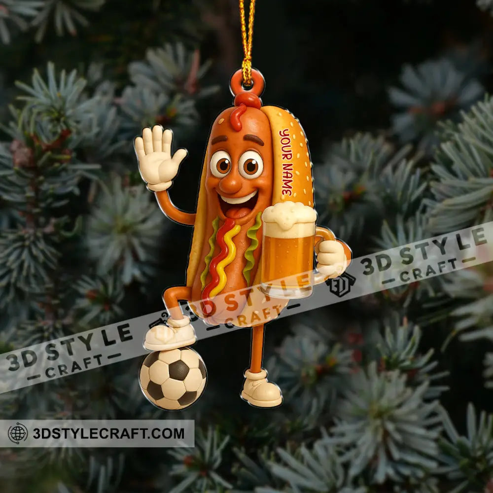 Hotdog And Beer Home Decor Christmas Ornament Personalized Ornament Ornament