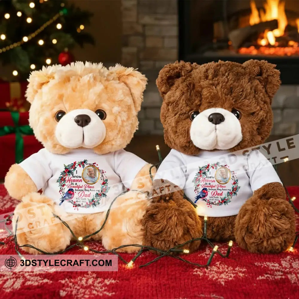 I Know Heaven Is A Beautiful Place Bear Personalized Teddy Bear Shirt Beige / 9’’ / No Graduate Teddy Bear Shirt