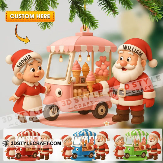 Ice Cream Santa Car Home Decor, Christmas Ornament, Personalized Ornament style option 1