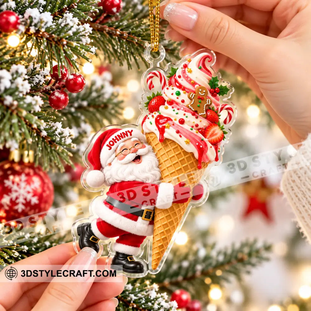 Ice Cream Santa Home Decor Christmas Ornament Personalized Ornament - Ornament