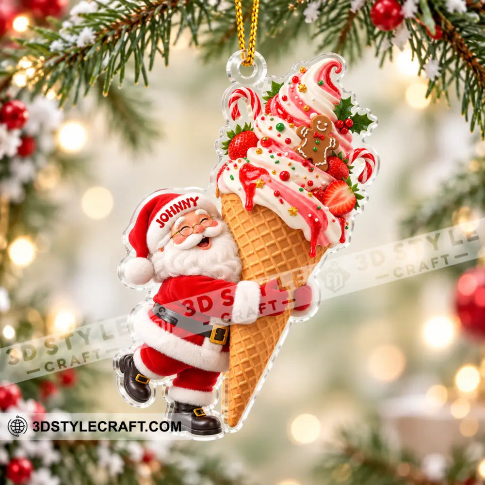 Ice Cream Santa Home Decor Christmas Ornament Personalized Ornament - Ornament