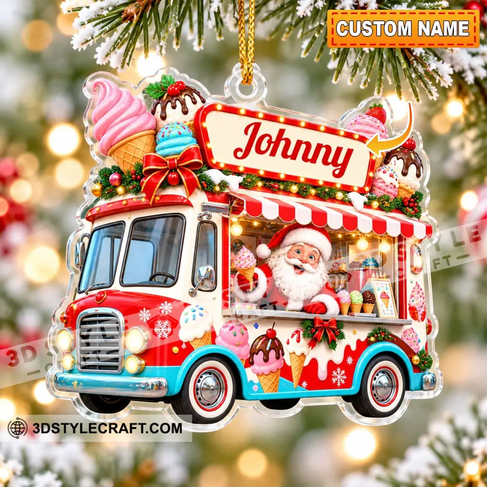 Ice Cream Santa Home Decor Christmas Ornament Personalized Ornament - 3.54’’ / 1 Ornament - Ornament