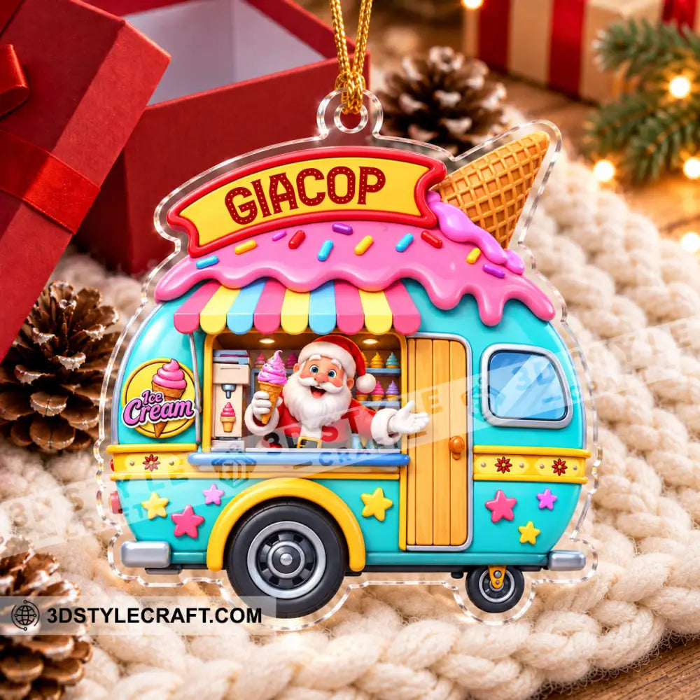 Ice Cream Santa Home Decor Christmas Ornament Personalized Ornament - Ornament
