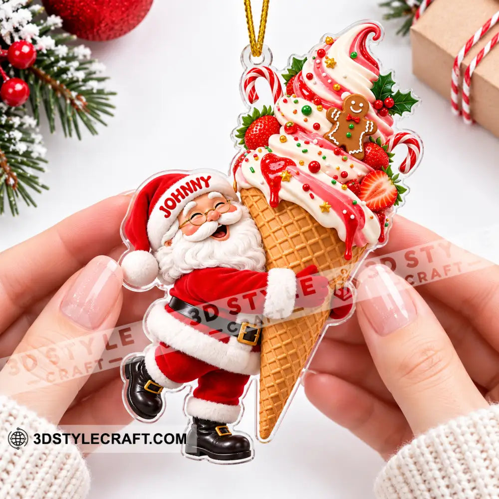 Ice Cream Santa Home Decor Christmas Ornament Personalized Ornament - Ornament