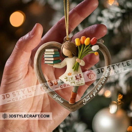 Just A Girl Who Loves Book Christmas Home Decor, Christmas Ornament, Personalized Ornament style option 2