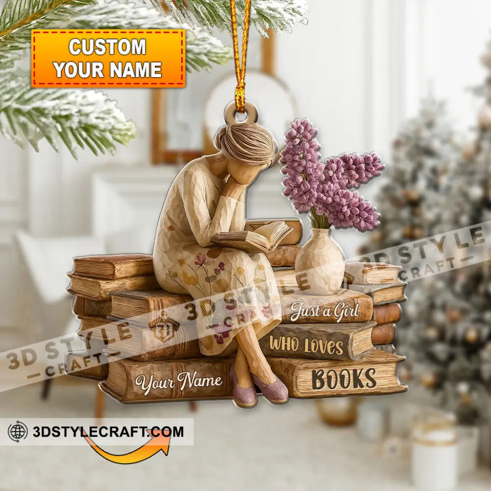 Just A Girl Who Loves Books Home Decor Christmas Ornament Personalized Ornament 3.54’’ / 1 Ornament Ornament