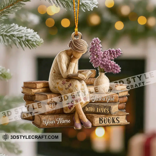 Just A Girl Who Loves Books Home Decor, Christmas Ornament, Personalized Ornament style option 3