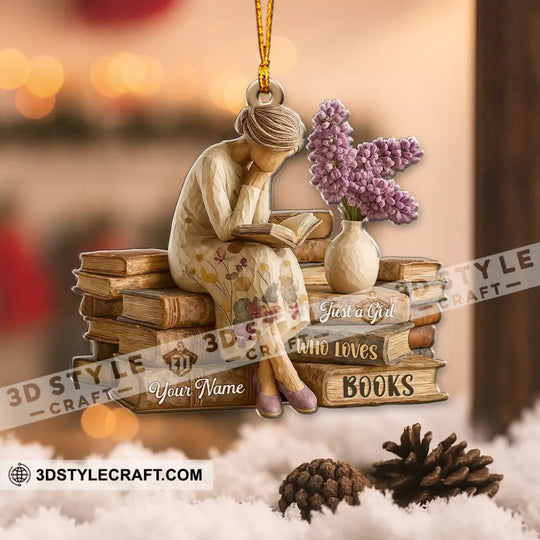 Just A Girl Who Loves Books Home Decor, Christmas Ornament, Personalized Ornament style option 4
