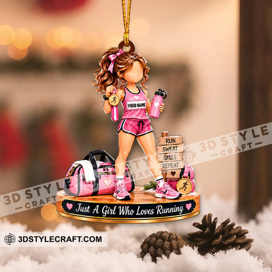Just A Girl Who Loves Running Home Decor, Christmas Ornament, Personalized Ornament style option 3
