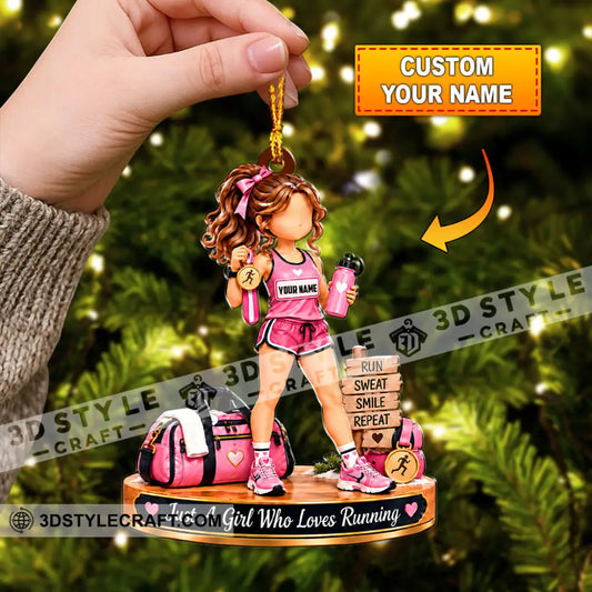 Just A Girl Who Loves Running Home Decor Christmas Ornament Personalized Ornament - 3.54’’ / 1 Ornament - Ornament